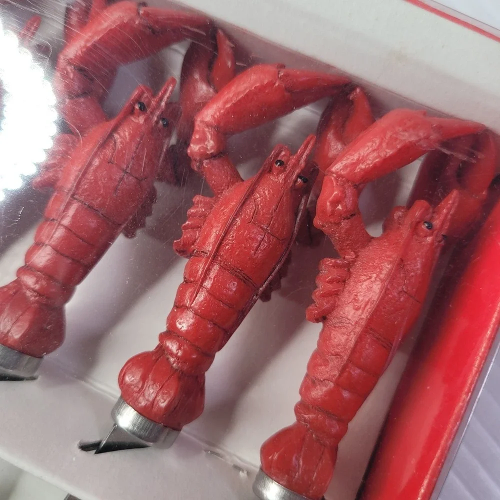 Boston Warehouse Lobster Handle Spreader Knife Set w Salt & Pepper Shakers‎ NEW